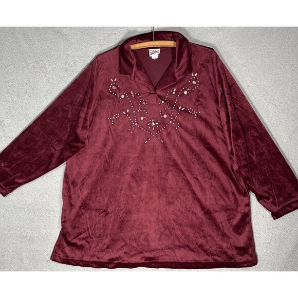 Vintage Sweet Blondie Women’s Size 2X Blouse 70s Inspired Retro Velvet Holiday - Picture 1 of 14